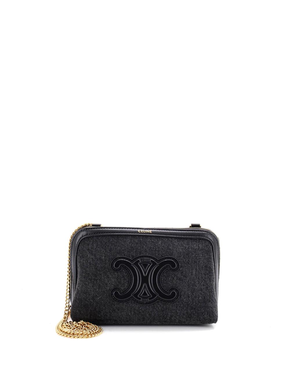 Celine Cuir Triomphe Zip Around Chain #340895C11B